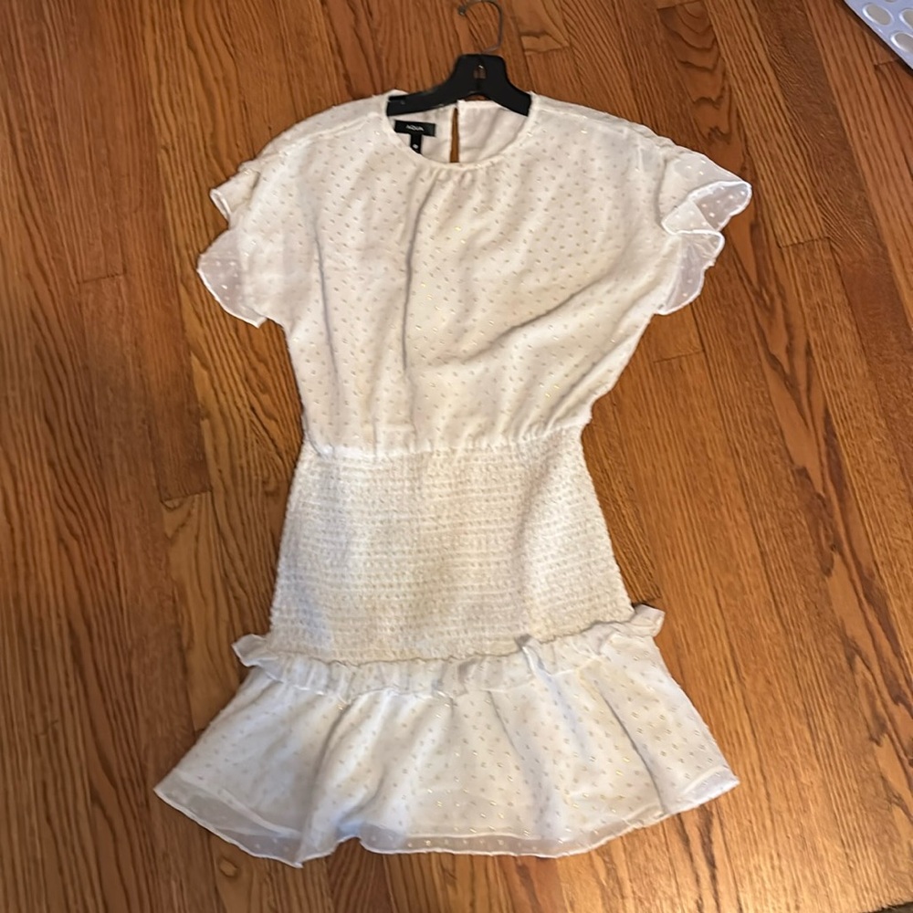 White with gold aqua dress